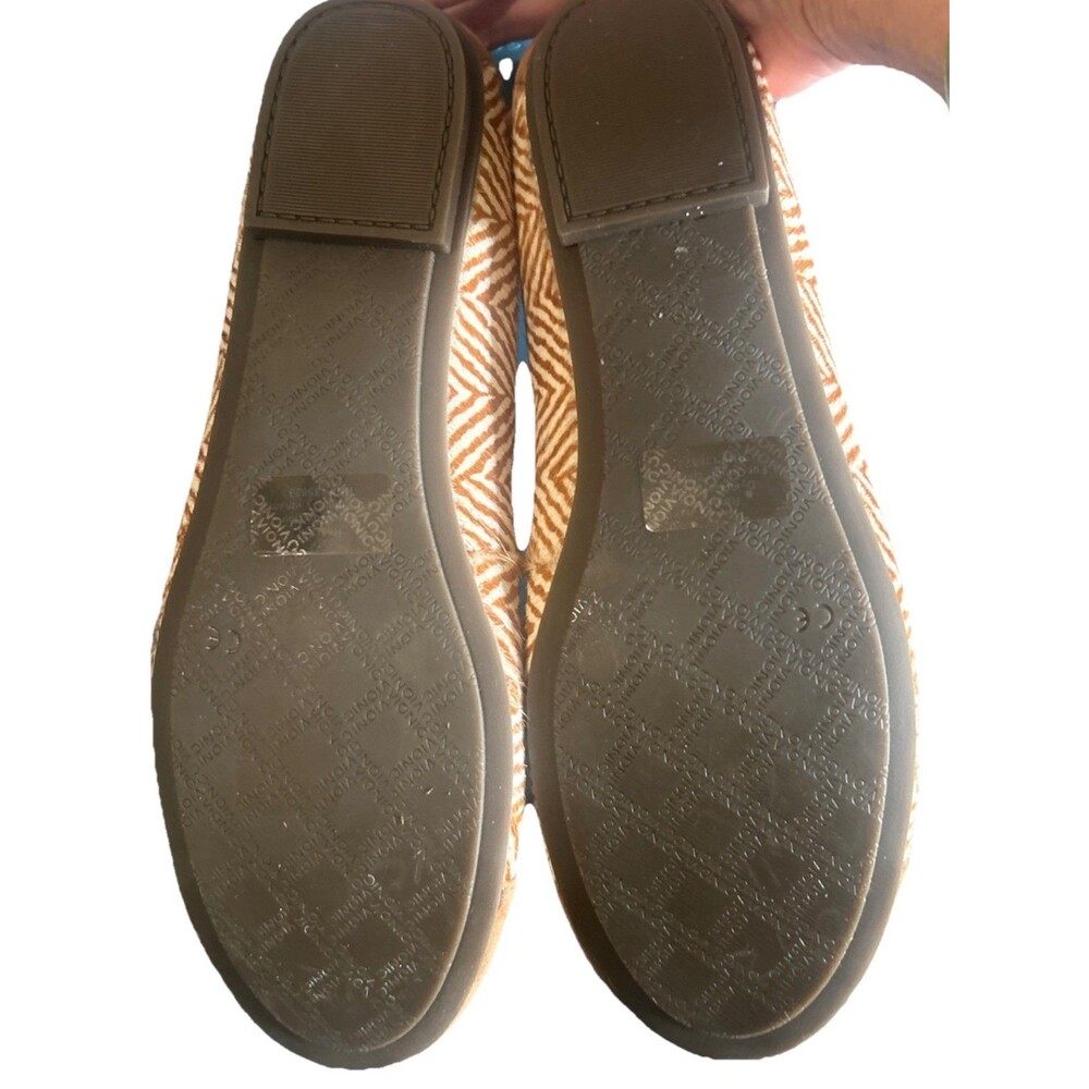 Vionic Minna Womens 11 Tan Ballet Flat Herringbone Calf Hair Bow Suede Cap Toe - Picture 13 of 16